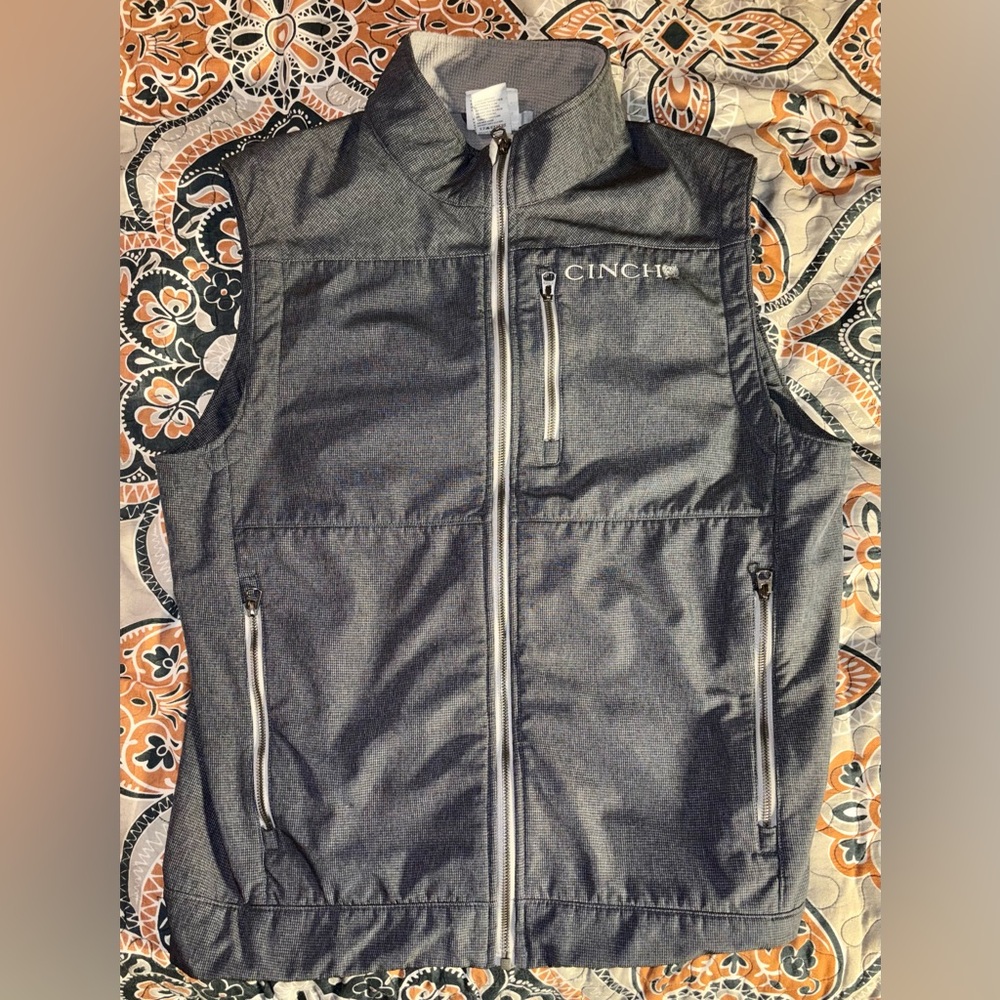 Pre-owned Cinch Men's Charcoal Vest like new SIZE LARGE